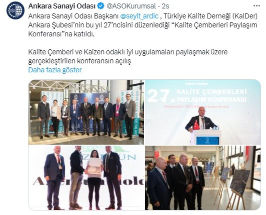 ASO Başkanı Ardıç Kalite Çemberleri Paylaşım Konferansı'na katıldı