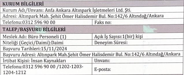 Başkentliler dikkat: Anfa Altınpark'tan yeni personel alım duyurusu