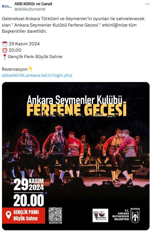 Ankaralılar Ankara Seymenler Kulübü Ferfene Gecesi'ne davetlisiniz!