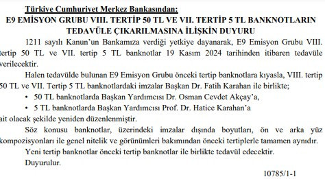 Merkez Bankası değiştirdi: 5 TL ve 50 TL kağıt para artık böyle basılacak!