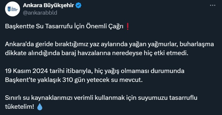 ABB Ankara'nın kaç günlük suyu kaldığını açıkladı: Acil tasarruf uyarısı!