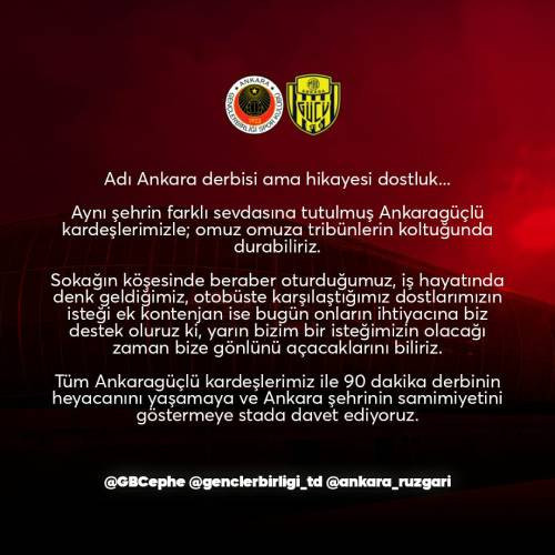 Gençlerbirliği-Ankaragücü derbi heyecanı artarken, ek kontenjan talebi geldi