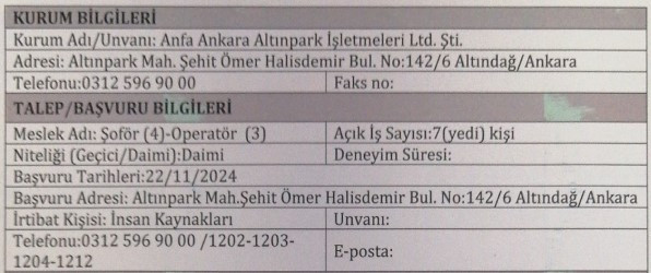 Ankara’da 20 yaşını doldurmuş şoför ve operatör alımı yapılacak