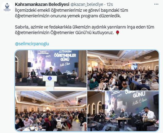 Kahramankazan'da 24 Kasım Öğretmenler Günü'ne özel kutlama!