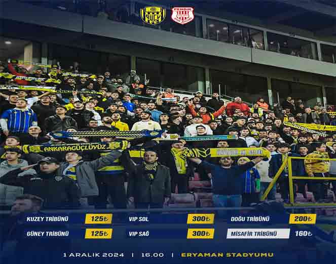 MKE Ankaragücü, Siltaş Yapı Pendikspor maç bileti fiyatları açıklandı