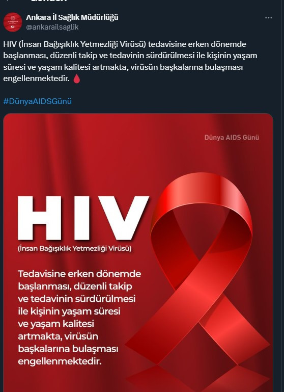 Ankara İl Sağlık Müdürlüğünden HIV virüsünde erken tedavi vurgusu