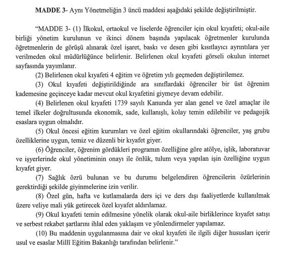 Milli Eğitim Bakanlığı okullarda serbest kıyafet uygulamasına son verdi!