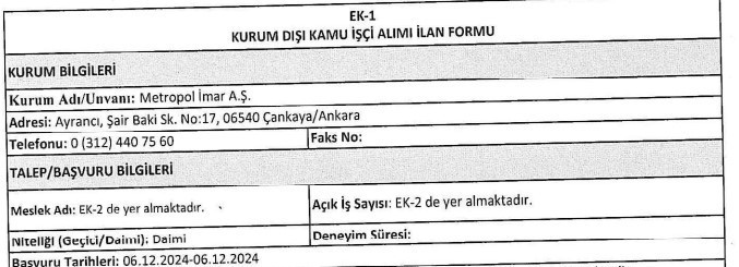 Başkentte iş arayanlar dikkat! Kamu işçisi alımı yapılacak
