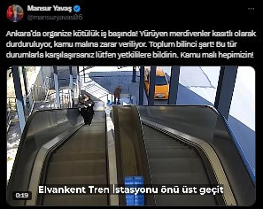 Mansur Yavaş paylaştı: "Yürüyen merdivenler kasıtlı olarak durduruluyor"