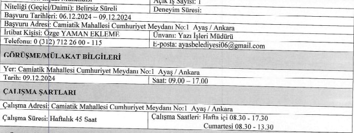 Ankara’da 2 belediye personel alımına çıktı: KPSS'siz 26 kişi alınacak - Resim : 2