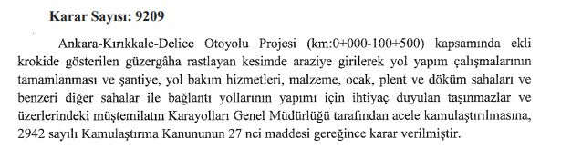 Ankara ile Kırıkkale arasına yeni yol açılıyor! Resmi Gazete'den önemli karar