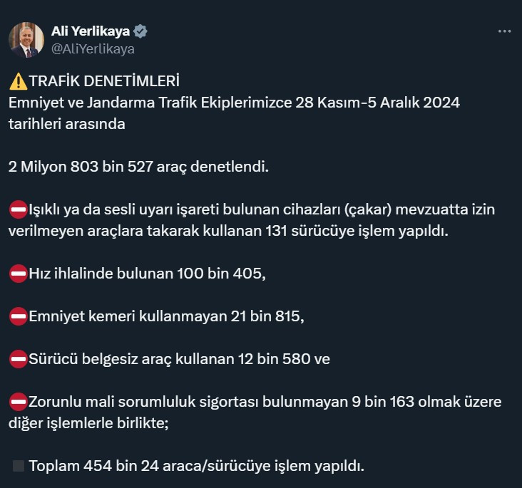 Bakan Yerlikaya'dan araç muayenesi uyarısı: Güvenli sürüş için vazgeçilmez gereklilik!