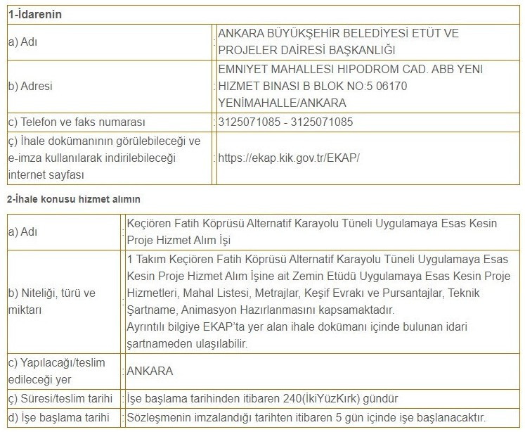 Keçiören Fatih Köprüsü Alternatif Karayolu Tüneli'nde yeni adım!