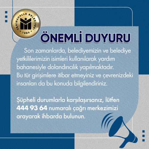 Yenimahalle Belediyesi dolandırıcıların ihbar edilmesi çağrısı yaptı