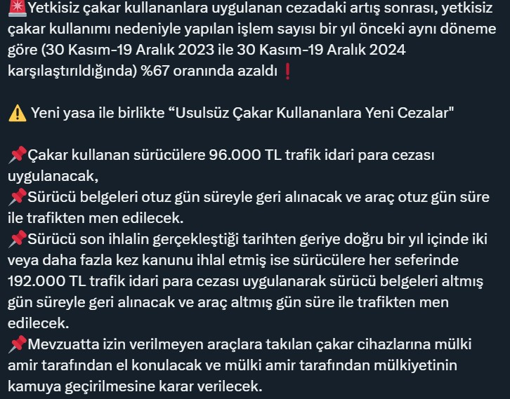 İçişleri Bakanı Yerlikaya usulsüz çakar kullananlara verilecek cezaları açıkladı