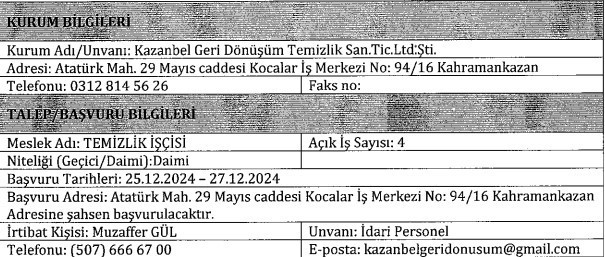 Kahramankazan'da daimi kamu işçisi alınacak: Başvurular 27 Aralık'ta sona erecek - Resim : 2