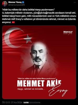 Mansur Yavaş, vefatının 88’inci yılında Mehmet Akif Ersoy’u andı