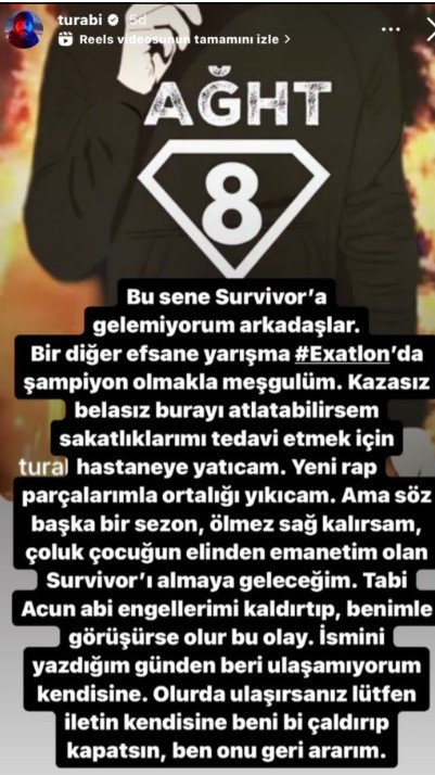 Turabi Çamkıran'dan Survivor açıklaması: Emanetim olanı almaya geleceğim!