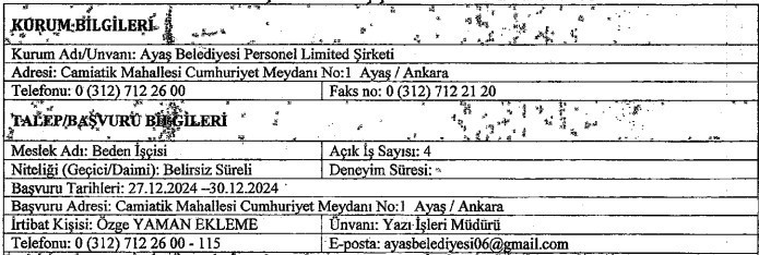 Başvurular başladı: Başkentte 2 belediye işçi ve şoför alımı yapacak