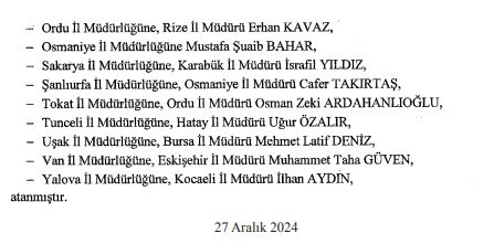 28 Aralık tarihli Atama Kararnamesi Resmi Gazete'de yayımlandı! - Resim : 6