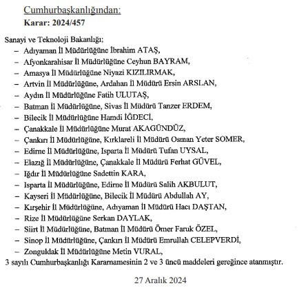 28 Aralık tarihli Atama Kararnamesi Resmi Gazete'de yayımlandı! - Resim : 7