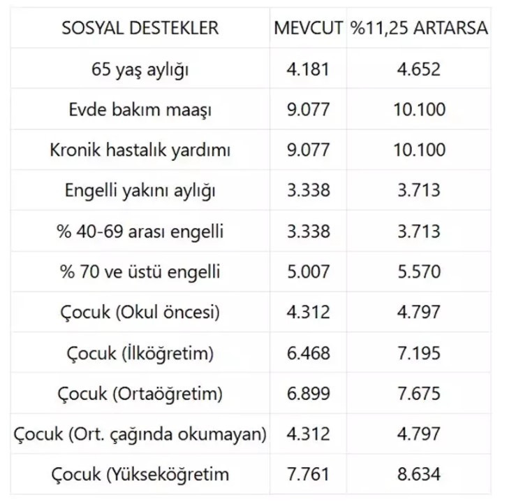 Ocak 2025 maaş tablosu! 65 yaş maaşı, dul ve yetim aylığı, evde bakım parası son dakika ne kadar?