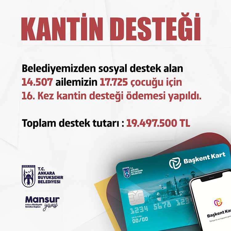 Mansur Yavaş 14.507 aileye kantin desteği ödemesi yapıldığını duyurdu