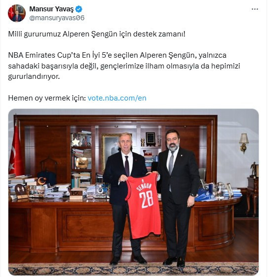 ABB Başkanı Yavaş, Alperen Şengün için oy istedi!