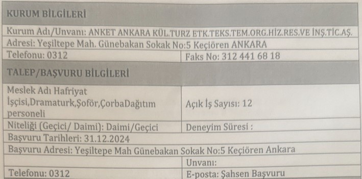 Başkentte kamuya çorba dağıtım personeli, işçi ve şoför alımı yapılacak