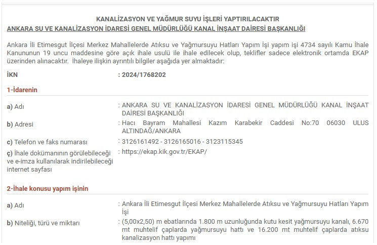 ASKİ Etimesgut, Sincan, Pursaklar, Çankaya ve Yenimahalle için duyurdu