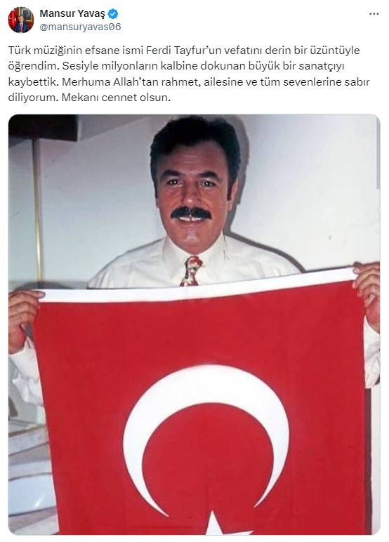 Mansur Yavaş'tan hayatını kaybeden Ferdi Tayfur için taziye mesajı