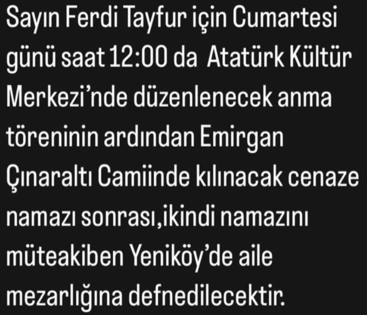 Ferdi Tayfur cenazesi ne zaman, cenaze töreni nerede, saat kaçta?