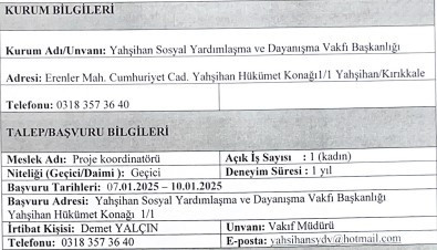 SYD Vakfı o ilde B sınıfı ehliyetli personel alımı yapıyor