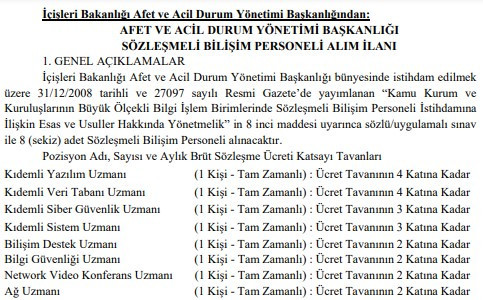 AFAD sözleşmeli personel alım başvuruları başlıyor: KPSS puan şartı var