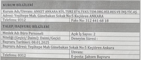 Ankara'da lise ve üniversite mezunları arasından büro memuru alınacak