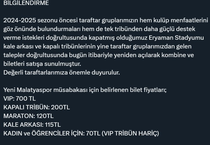 Gençlerbirliği tek tribünden vazgeçti: Kale arkası ve kapalı yeniden açılıyor