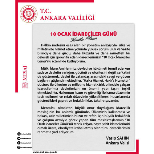 Ankara Valisi Şahin 10 Ocak Çalışan Gazeteciler Günü ve İdareciler gününü kutladı - Resim : 2