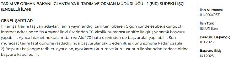 Tarım ve Orman Bakanlığı engelli işçi alımı yapıyor: Lise mezunları dikkat