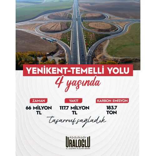 Yenikent - Temelli Yolunun açılmasının üstünden 4 yıl geçti