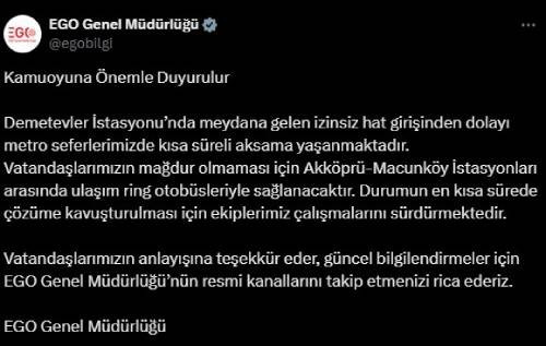 EGO Açıkladı! Demetevler metro İstasyonu’nda izinsiz hat girişi