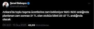 Ankara'da toplu ulaşıma zam sinyali: Beklenen yeni fiyatlar