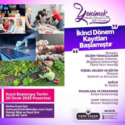 Yenimahalle Belediyesi YENİMEK 2.dönem kurs kayıtları başladı - Resim : 2