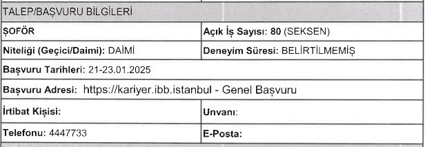 İSPER büro işçisi, temizlik görevlisi ve şoför alıyor - Resim : 2