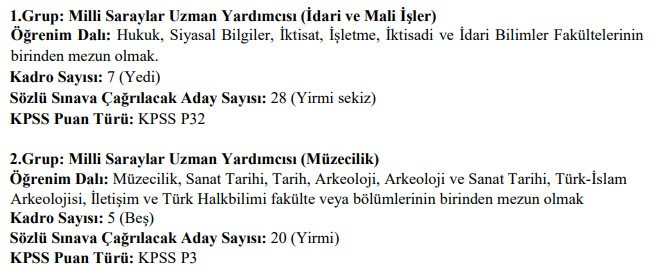 Milli Saraylar İdaresi Başkanlığı’na personel alım başvuruları 31 Ocak’ta bitiyor