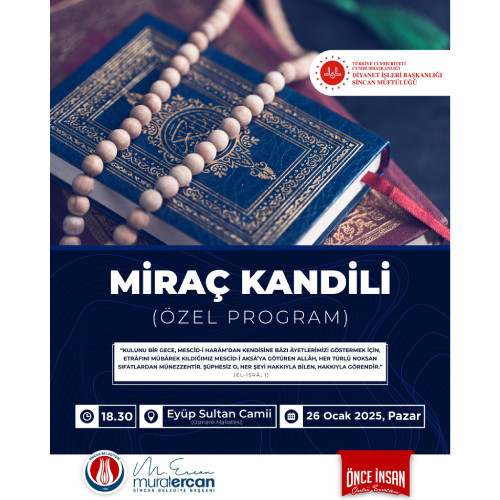 Sincan Belediyesi Miraç Kandili Özel Programına tüm vatandaşları davet etti