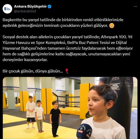 ABB'den sosyal destek alan ailelerin çocuklarına yarıyıl tatili jesti!