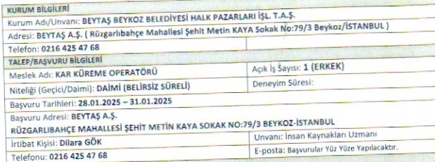 Belediyelere operatör, beden işçisi ve destek personeli alınıyor: 3 gün kaldı