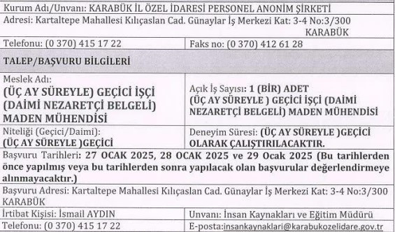 3 yeni kamu ilanı yayımlandı: Sınavsız 80 kişi alınacak - Resim : 2