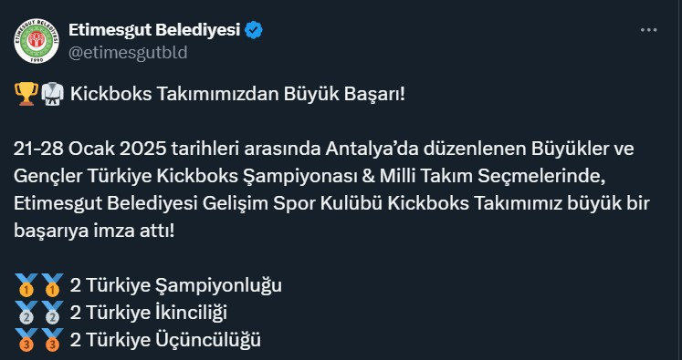 Etimesgut Belediyesi Kickboks Takımı Antalya'da madalyaları topladı