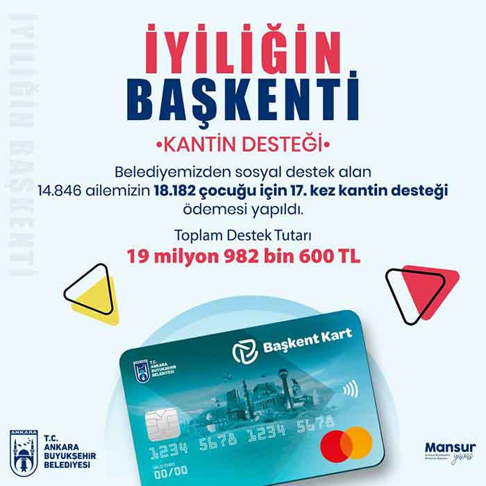 Mansur Yavaş 18.182 çocuk için kantin desteği ödemesi yapıldığını açıkladı